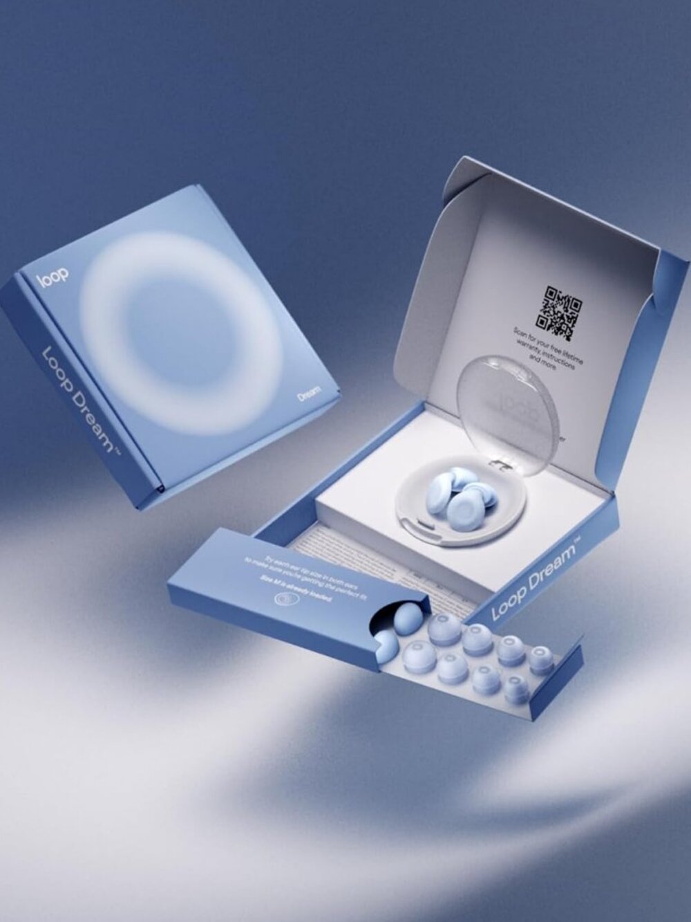 LOOP Dream EAR PLUGS - Blue - Soft Silicone for Sleep & Snoring - NEW IN BOX!